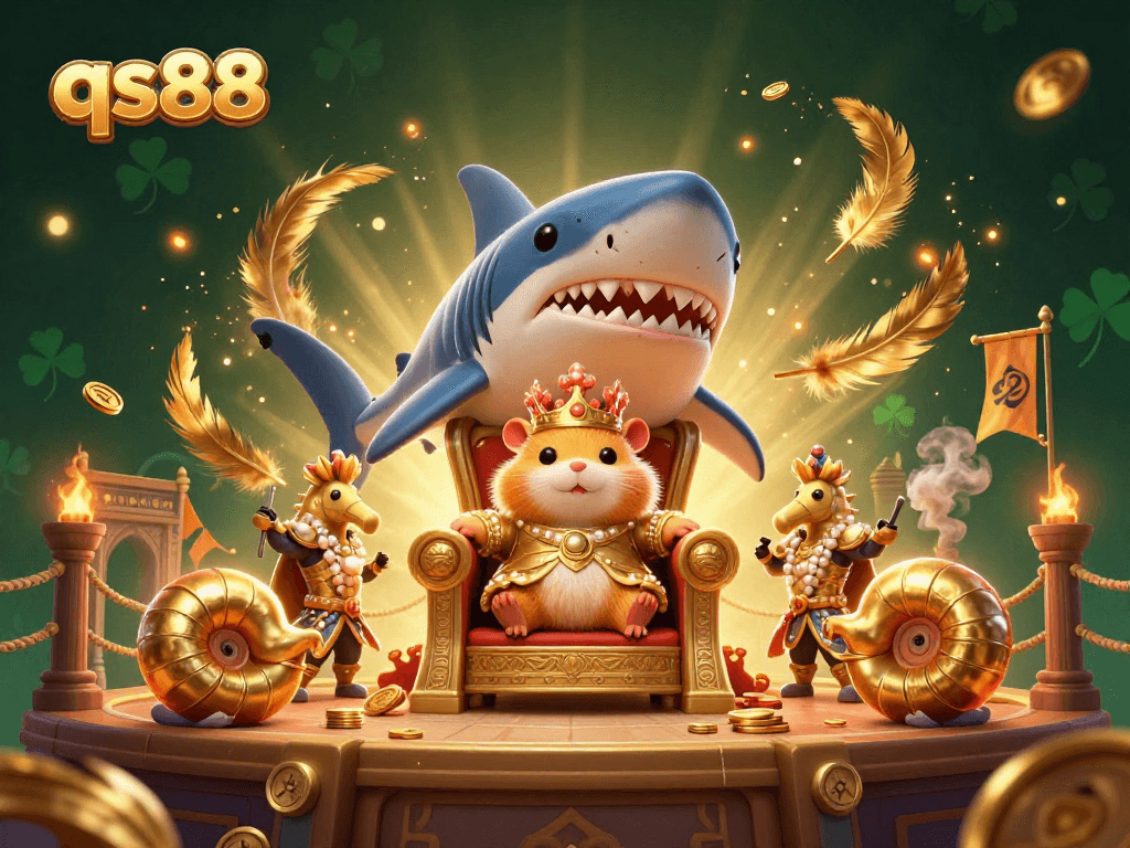 Experience the thrilling atmosphere of qs88 with a golden hamster king and dynamic casino elements.