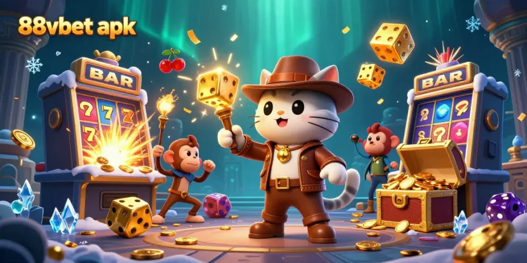 Experience the thrilling world of casino gaming with the dynamic 88vbet apk in a vibrant scene filled with excitement.