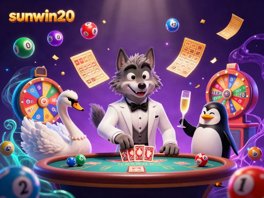 Experience thrilling gameplay with sunwin20's unique characters in an engaging casino illustration.
