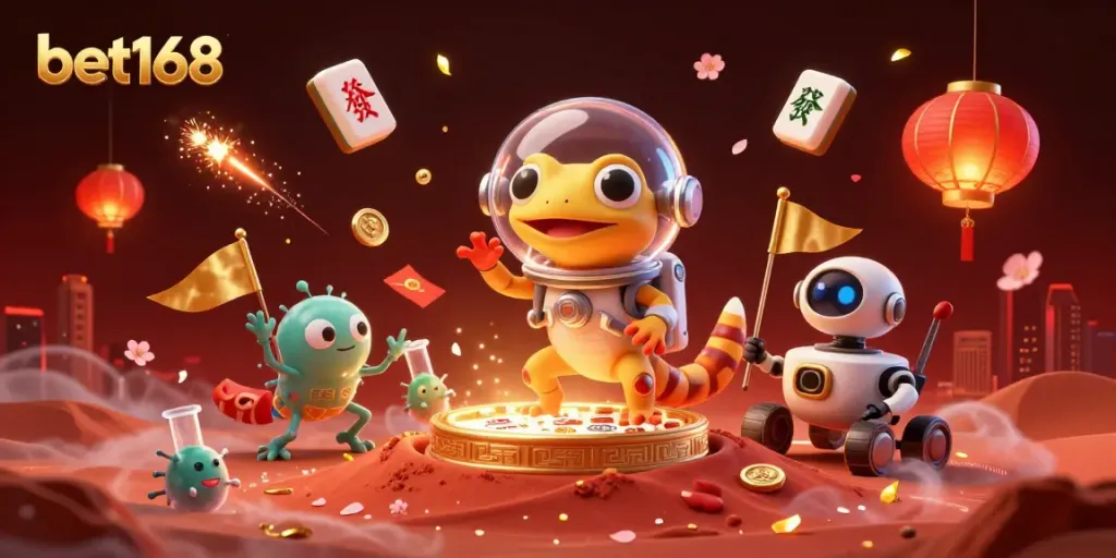 Experience fun and excitement at bet168 as a Martian gecko uncovers a hidden golden casino on Mars.