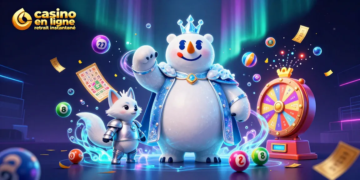 Jouez au casino en ligne retrait instantané avec des personnages dynamiques et des éléments de jeu colorés.