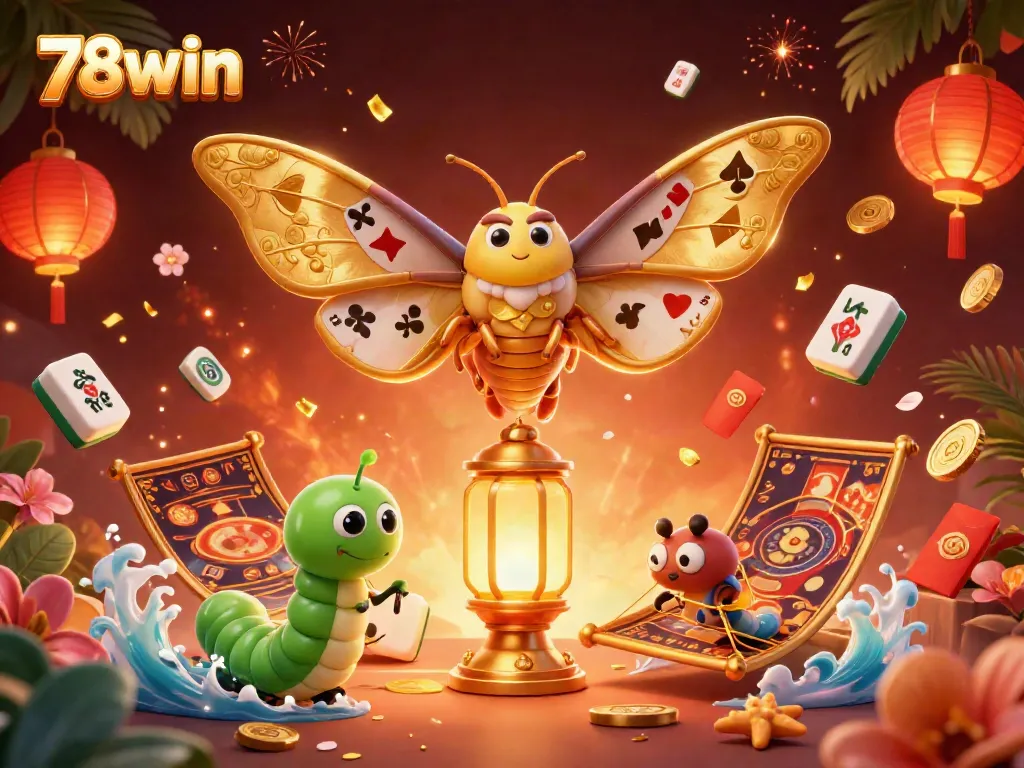 78win captivates players with a vibrant 3D scene showcasing casino themes and dynamic elements.