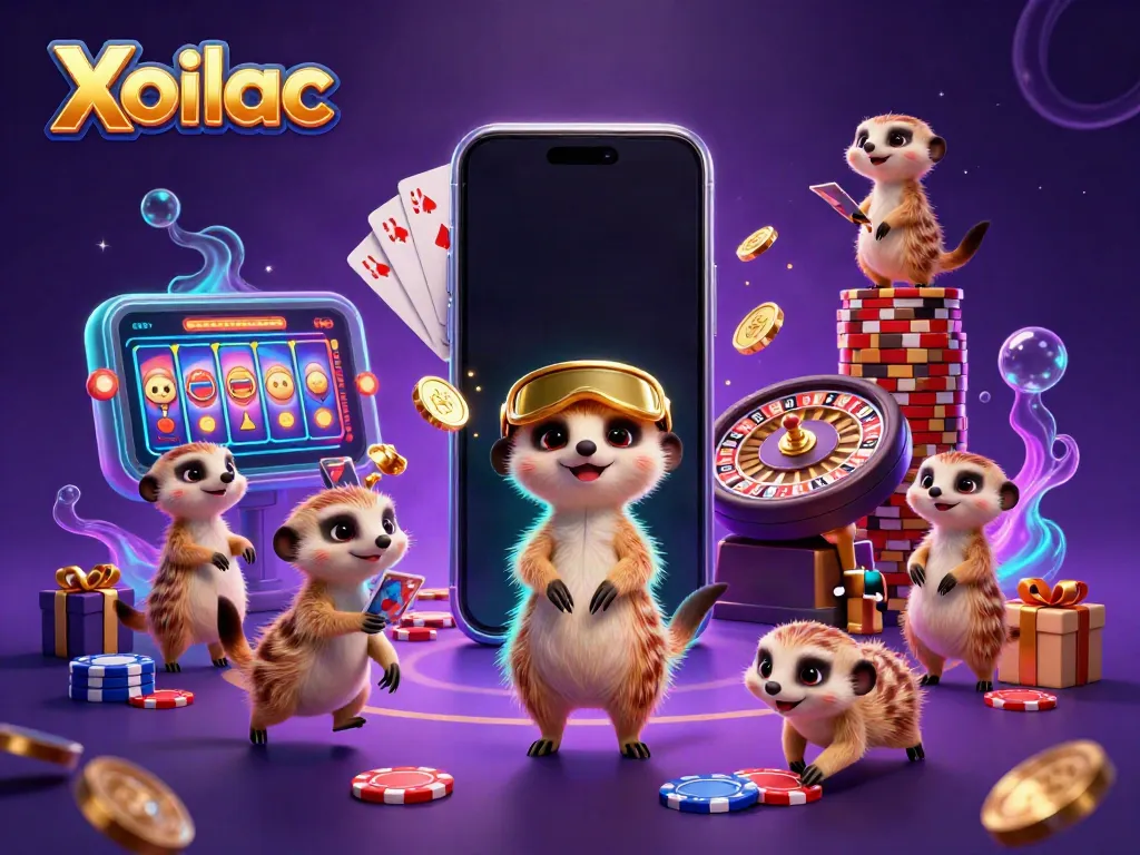 Xoilac meerkat casino scene with vibrant colors, dynamic gameplay elements, and engaging atmosphere.