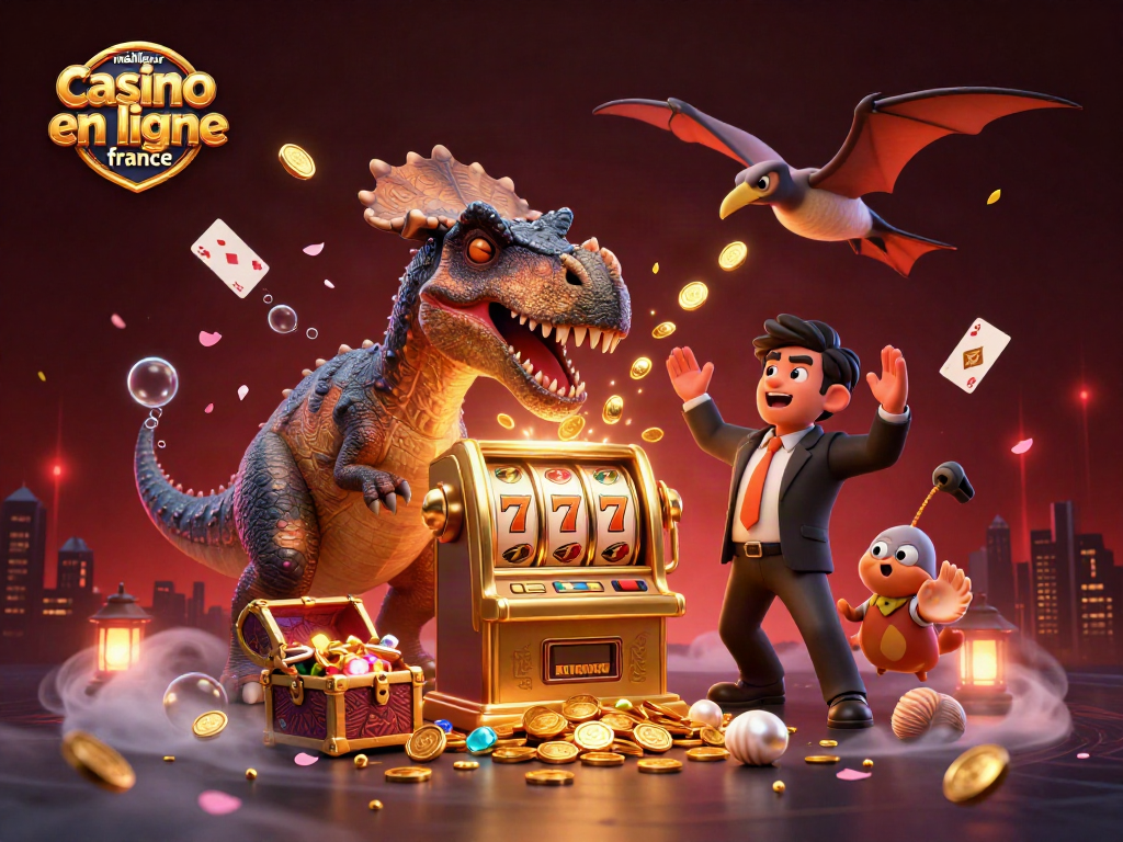 Découvrez le meilleur casino en ligne France avec un pachycephalosaurus et des machines à sous dorées.