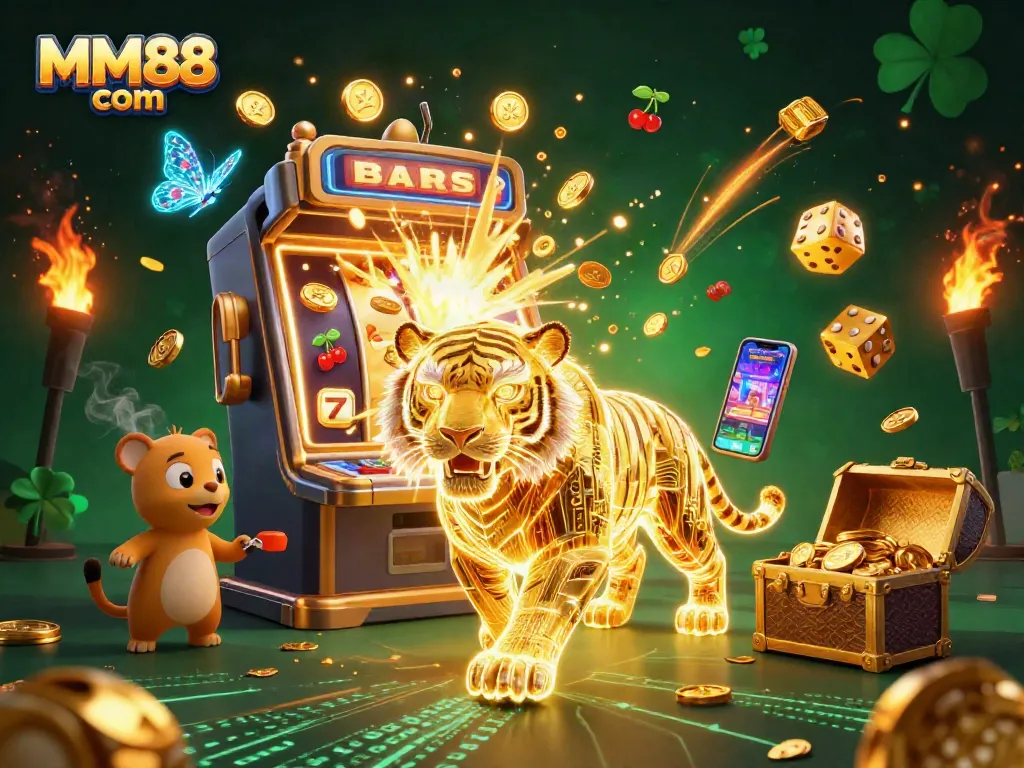 Experience thrilling gameplay at MM88 com with a vibrant 3D representation of epic casino moments.