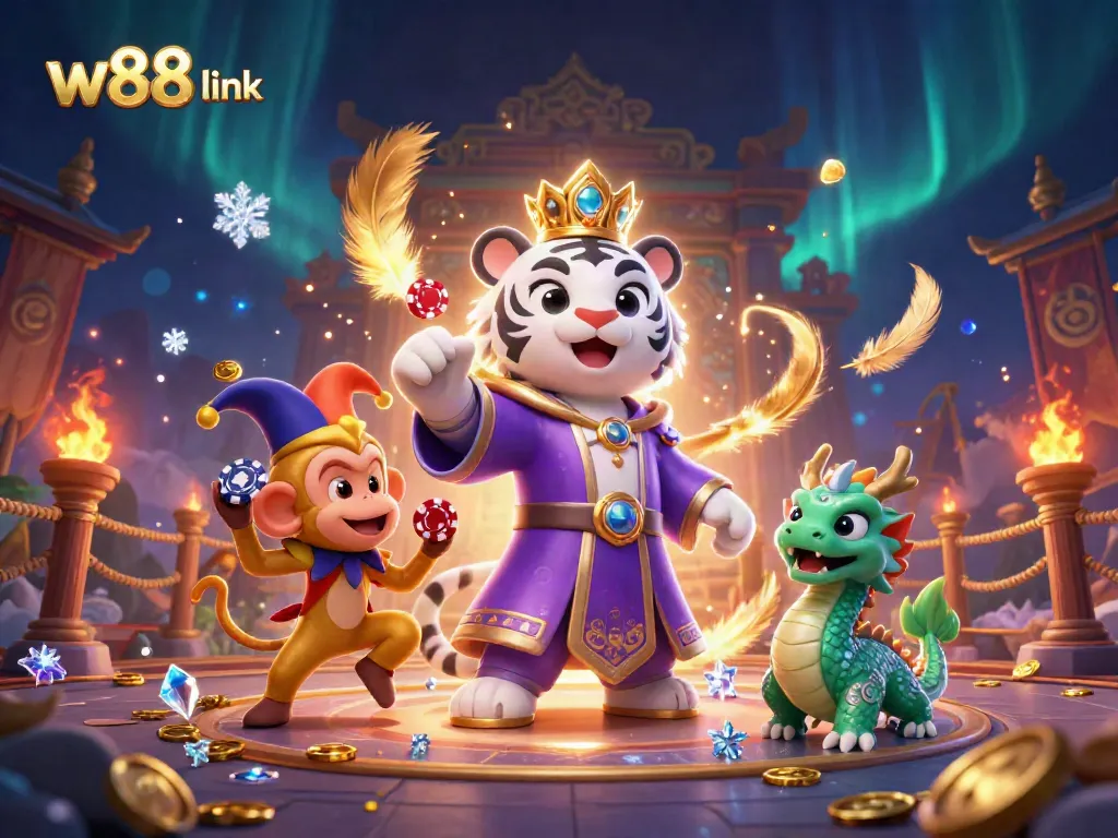 Engage with the w88 link as the elegant tiger and monkey bring the casino magic alive