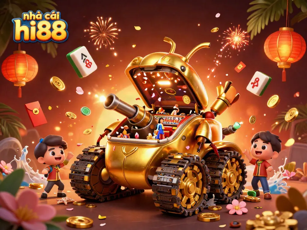 Engage with nhà cái hi88's vibrant casino experience featuring a unique golden beetle tank.