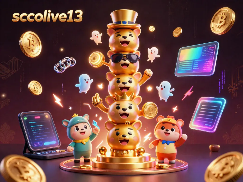 Engaging socolive13 themed illustration of a lively cartoon totem pole surrounded by cryptocurrency elements in a vibrant casino setting.