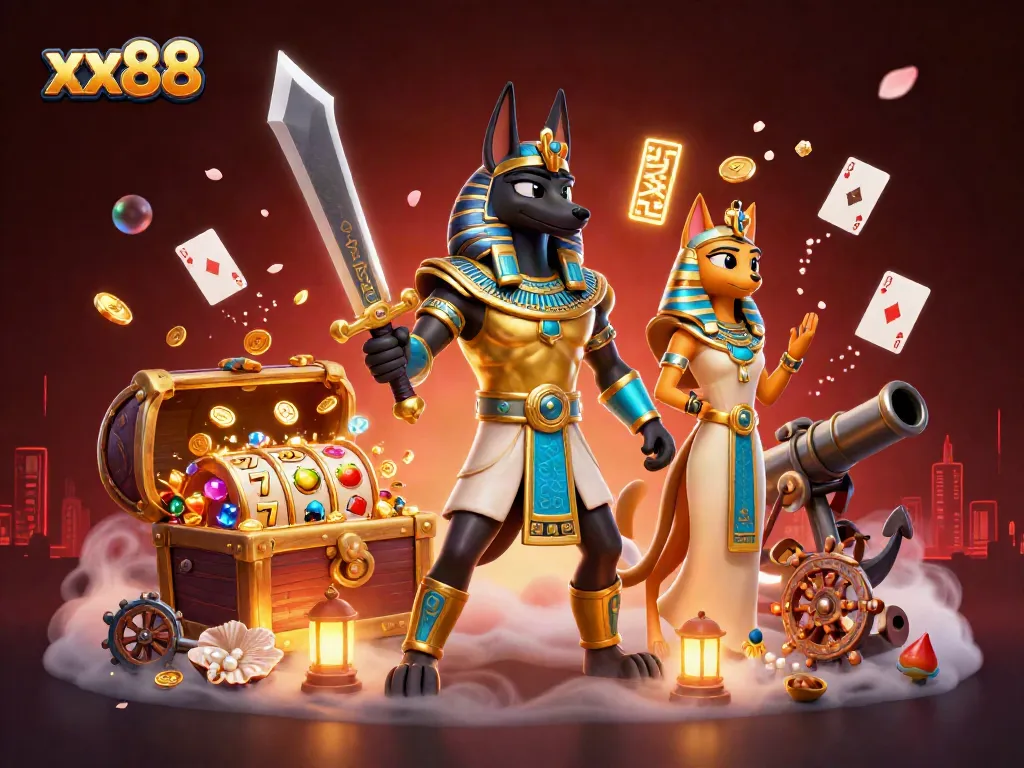 Experience the excitement of xx88 with ancient warriors and vibrant casino elements in action.