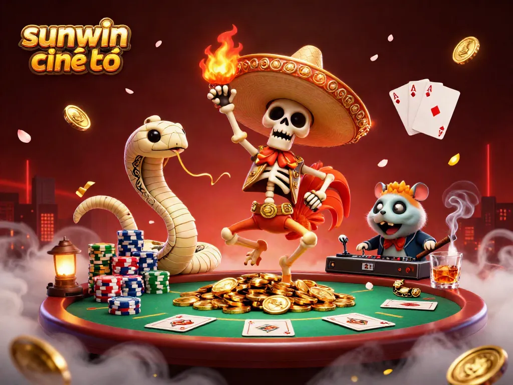 Experience the thrilling sunwin chính chủ atmosphere with vibrant characters and dynamic poker elements.