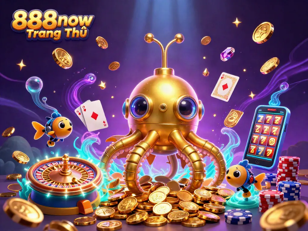 Win big with 888now Trang Chủ by spinning on slot machines surrounded by golden treasures.