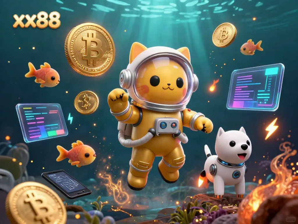 Engage with xx88's exciting casino adventures, featuring a space-themed scene with crypto elements.