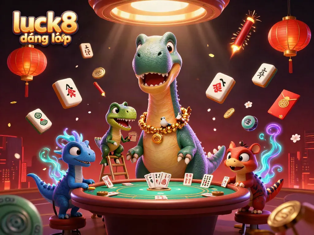 Experience the thrill of luck8 đăng nhập in a vibrant 3D casino scene with colorful game elements.