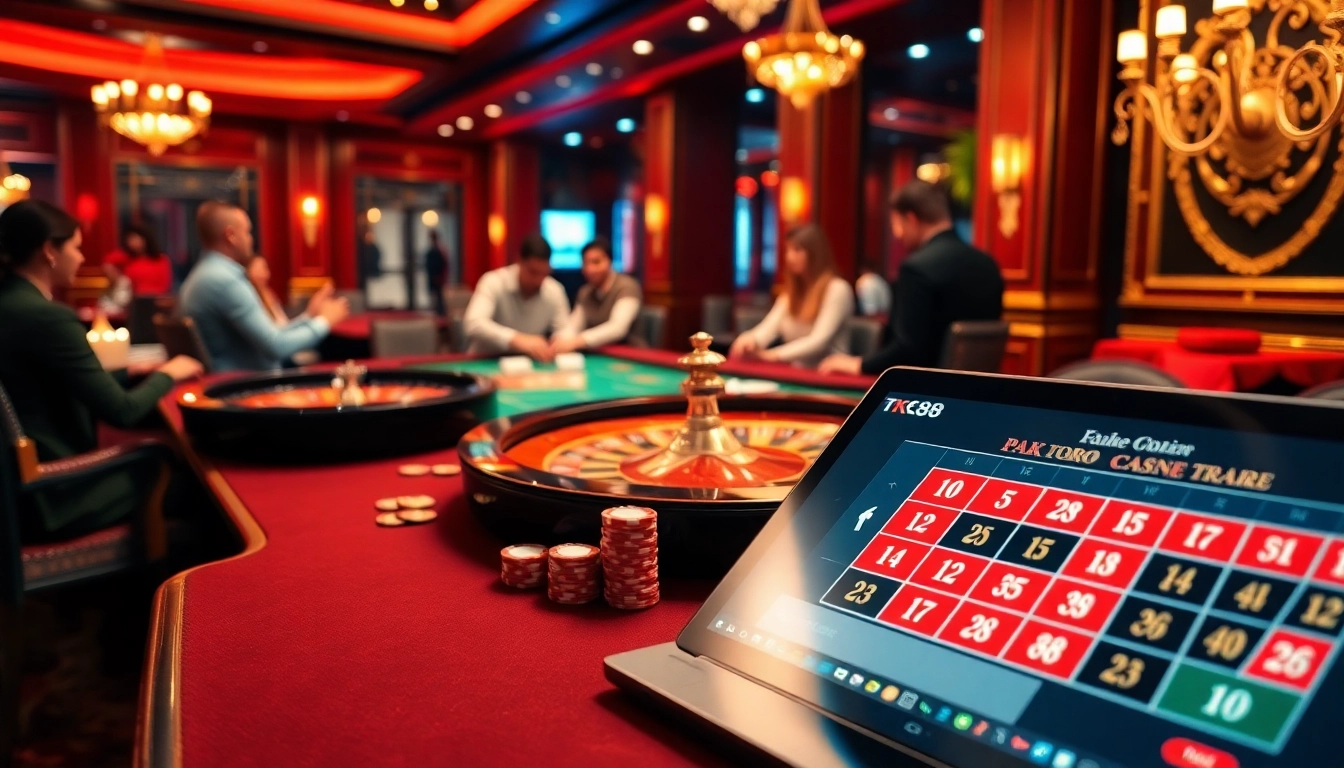 Engaging casino scene with TK88t.org excitement and vibrant game elements for gamblers