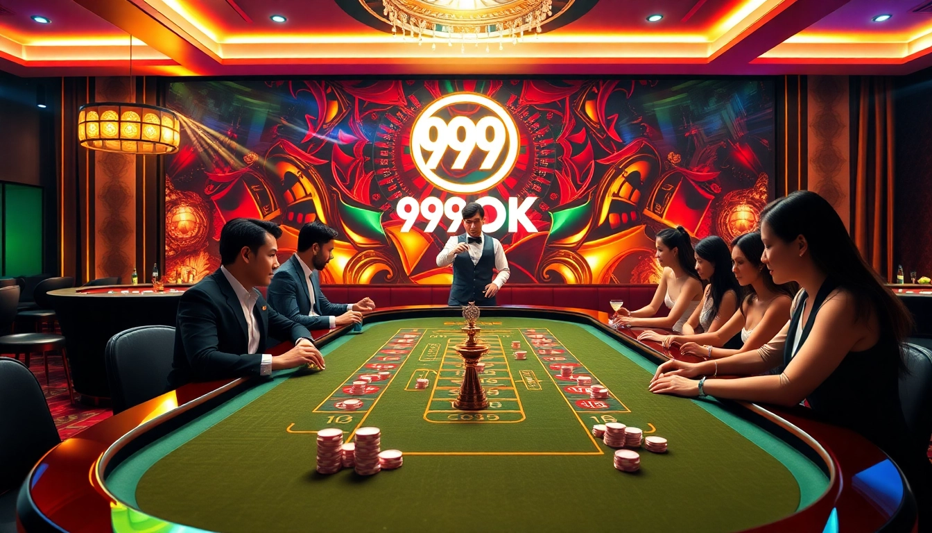 Intense poker game at 99OK casino table showcasing high-stakes action and luxury ambiance.