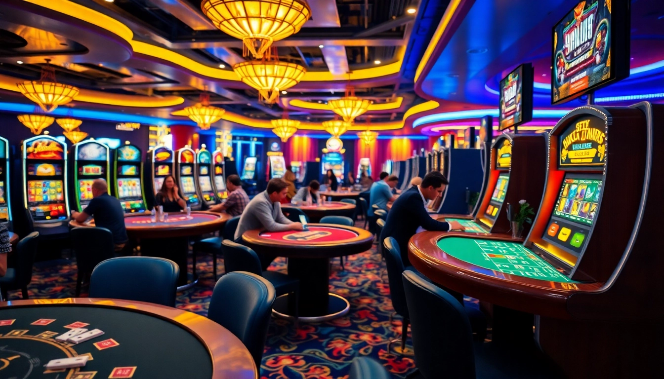 Vibrant casino gaming scene showcasing players at the meilleur casino en ligne belgique.