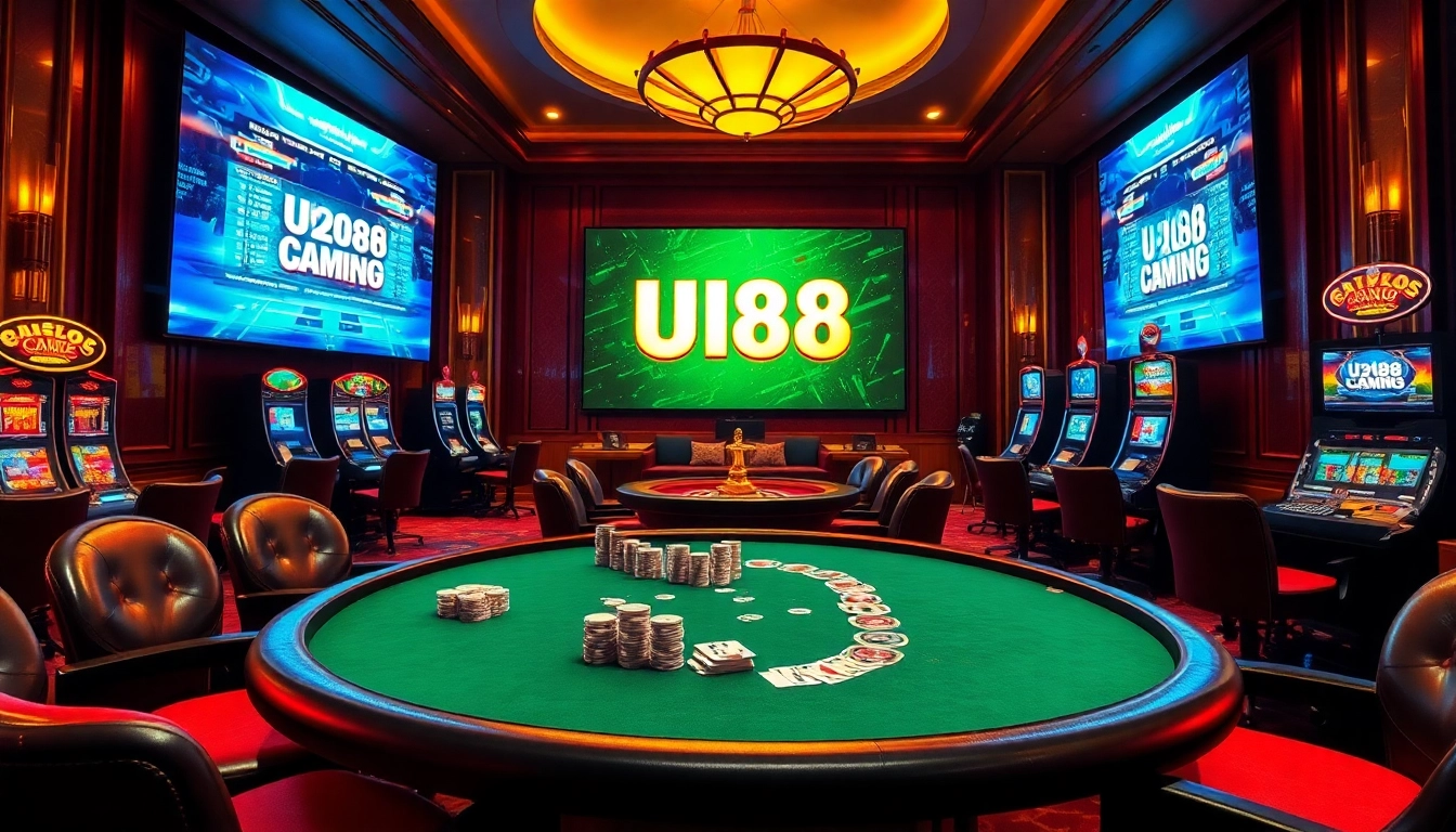 UU88 offers an exciting poker table experience with vibrant chips and elegant casino ambiance.