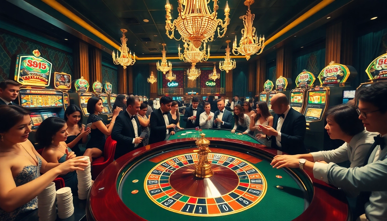 Experience thrilling gameplay at j88.gives with elegant casino tables and vibrant slot machines.