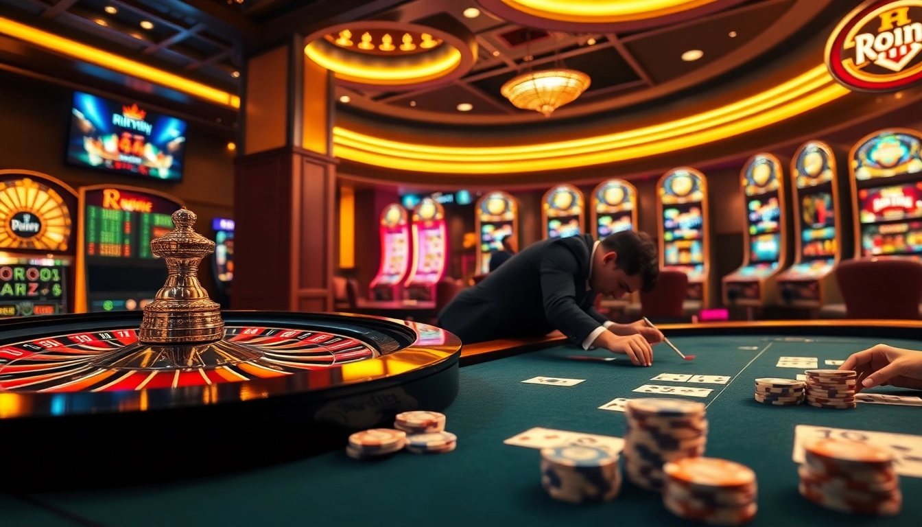 Engaging scene of rikvip online game table with poker chips and cards, showcasing excitement.