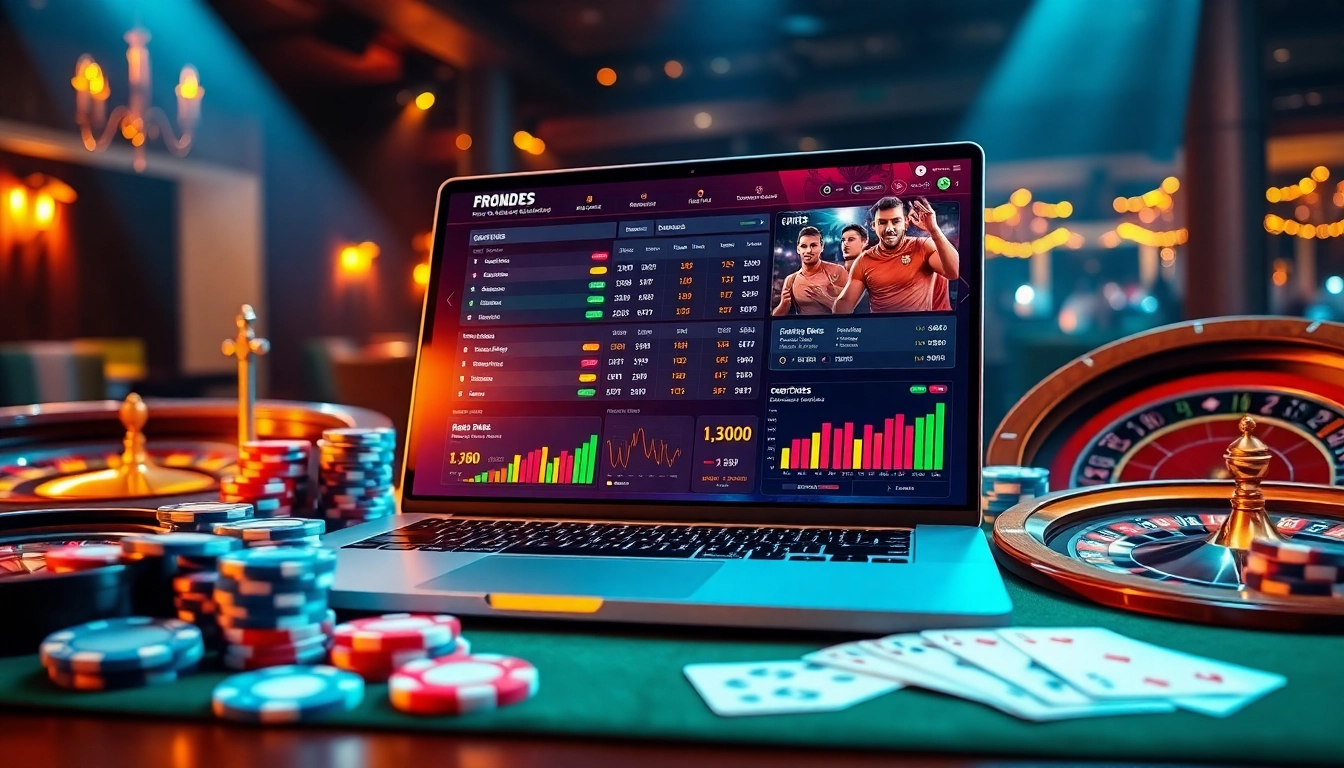 Exciting scene of a site de paris sportif nouveau showcasing dynamic betting options and casino elements.