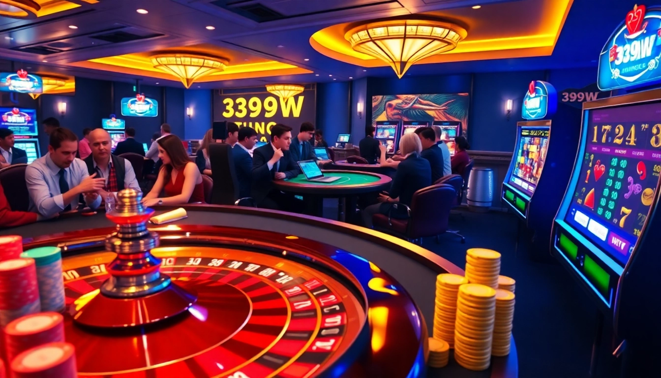 Experience the thrill of 399W with vibrant poker tables and digital slot machines.