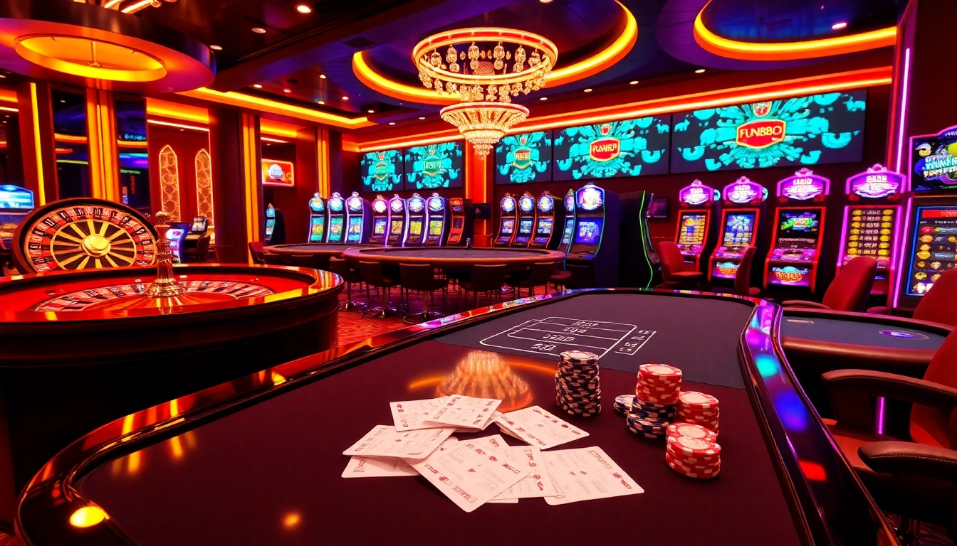 Experience thrilling gaming action at fun88.foundation with vibrant casino visuals and luxurious tables.