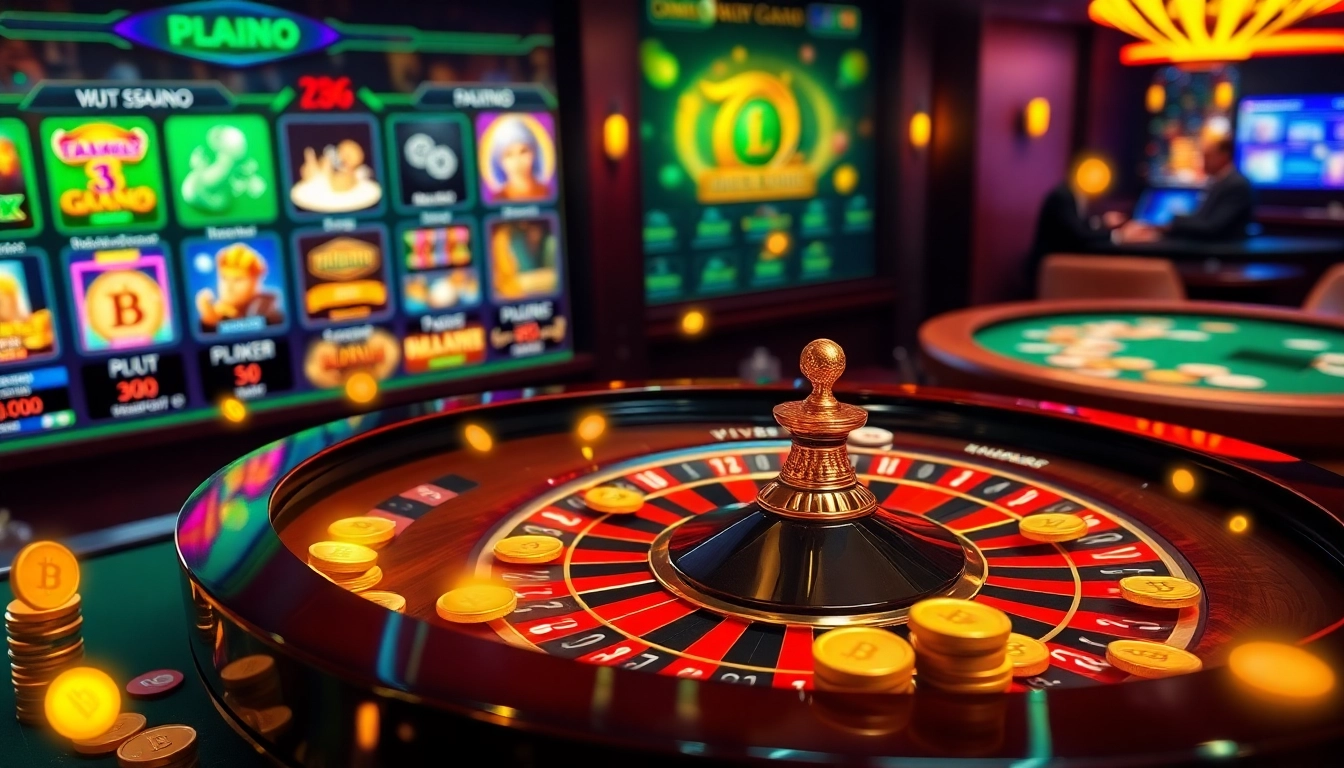 Experience thrilling gameplay at crypto casinos with vibrant gaming elements and sleek designs.