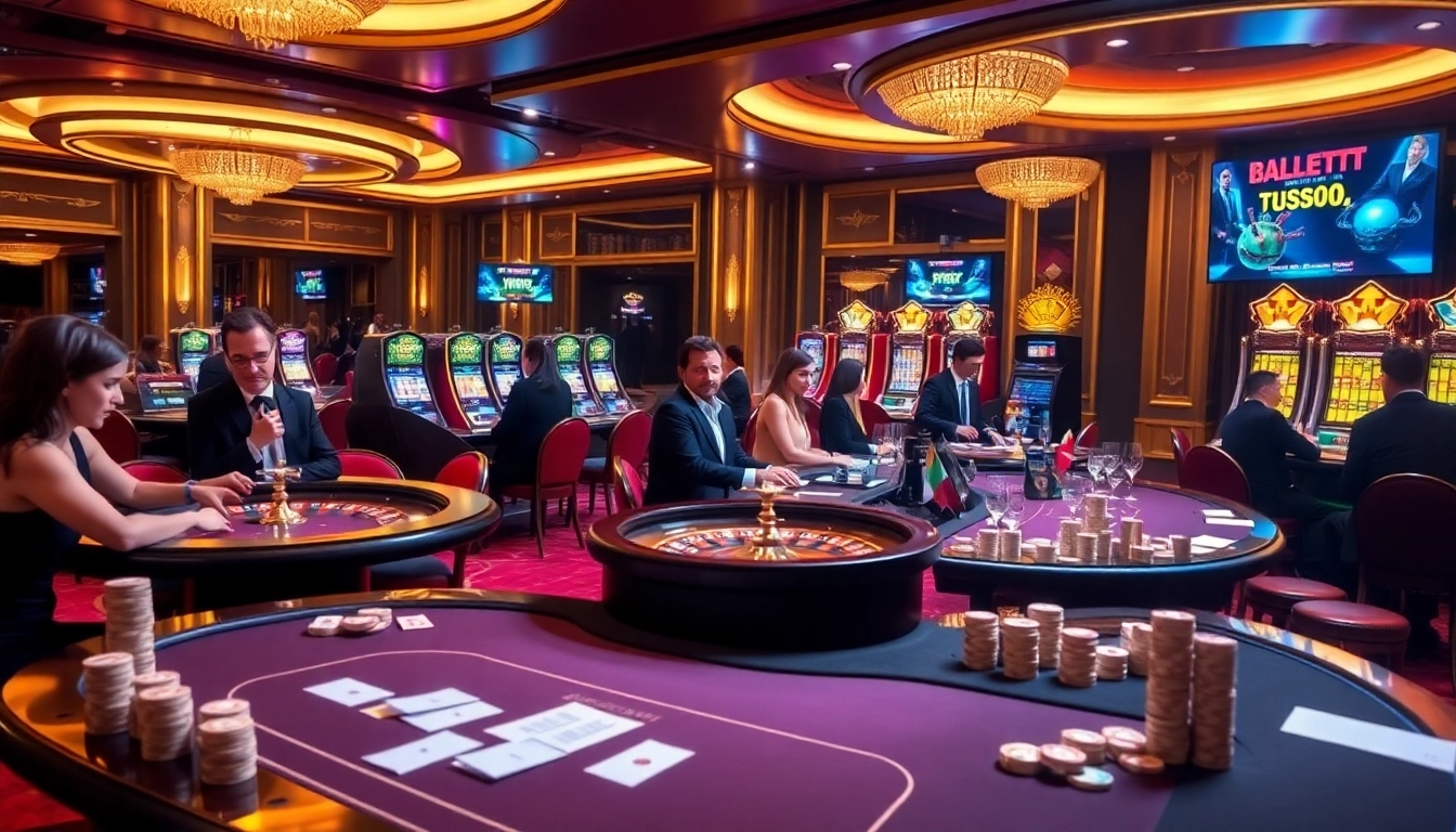 Vivez l'excitation du meilleur casino en ligne français, illustré par des éléments de casino vibrants.