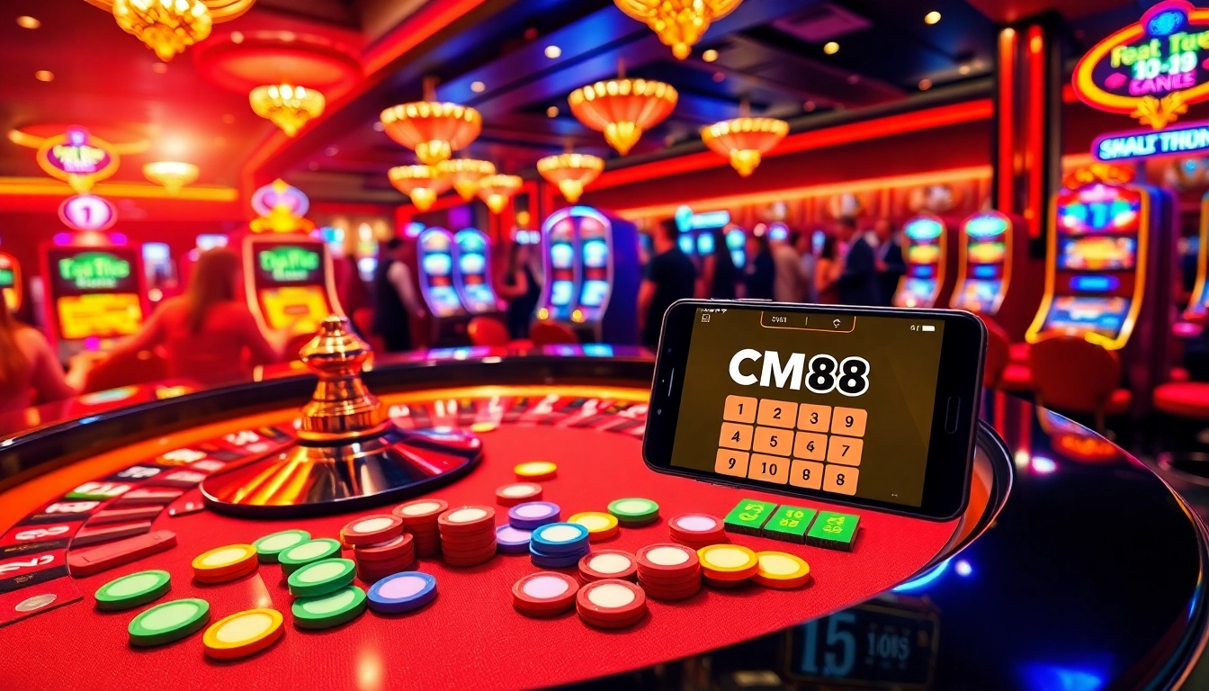 Engage in thrilling gambling moments at CM88 with vibrant roulette tables and sleek app interfaces.