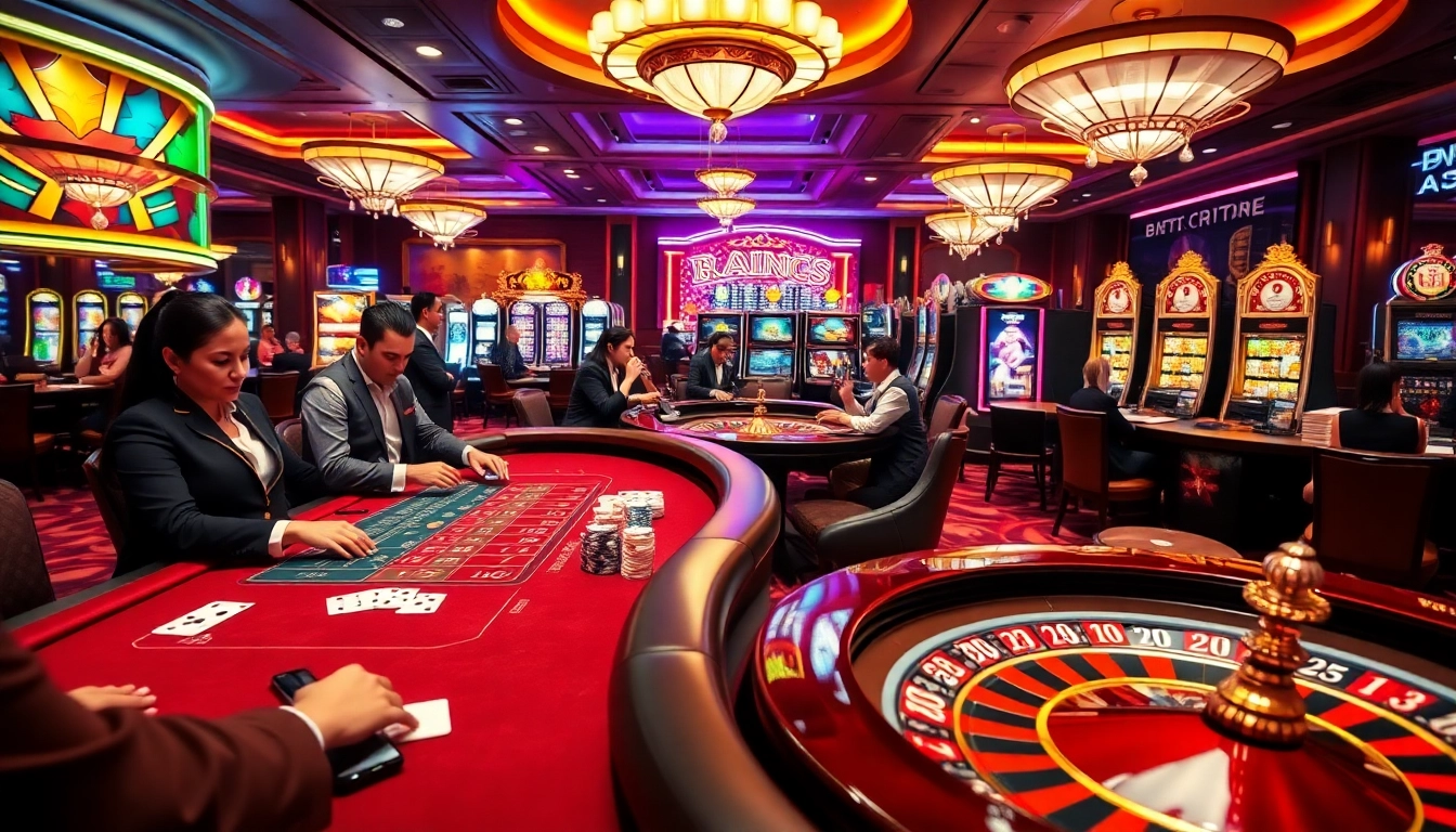 C168 gaming table scene showcasing enthusiastic players, vibrant poker chips, and roulette wheels in a luxurious casino environment