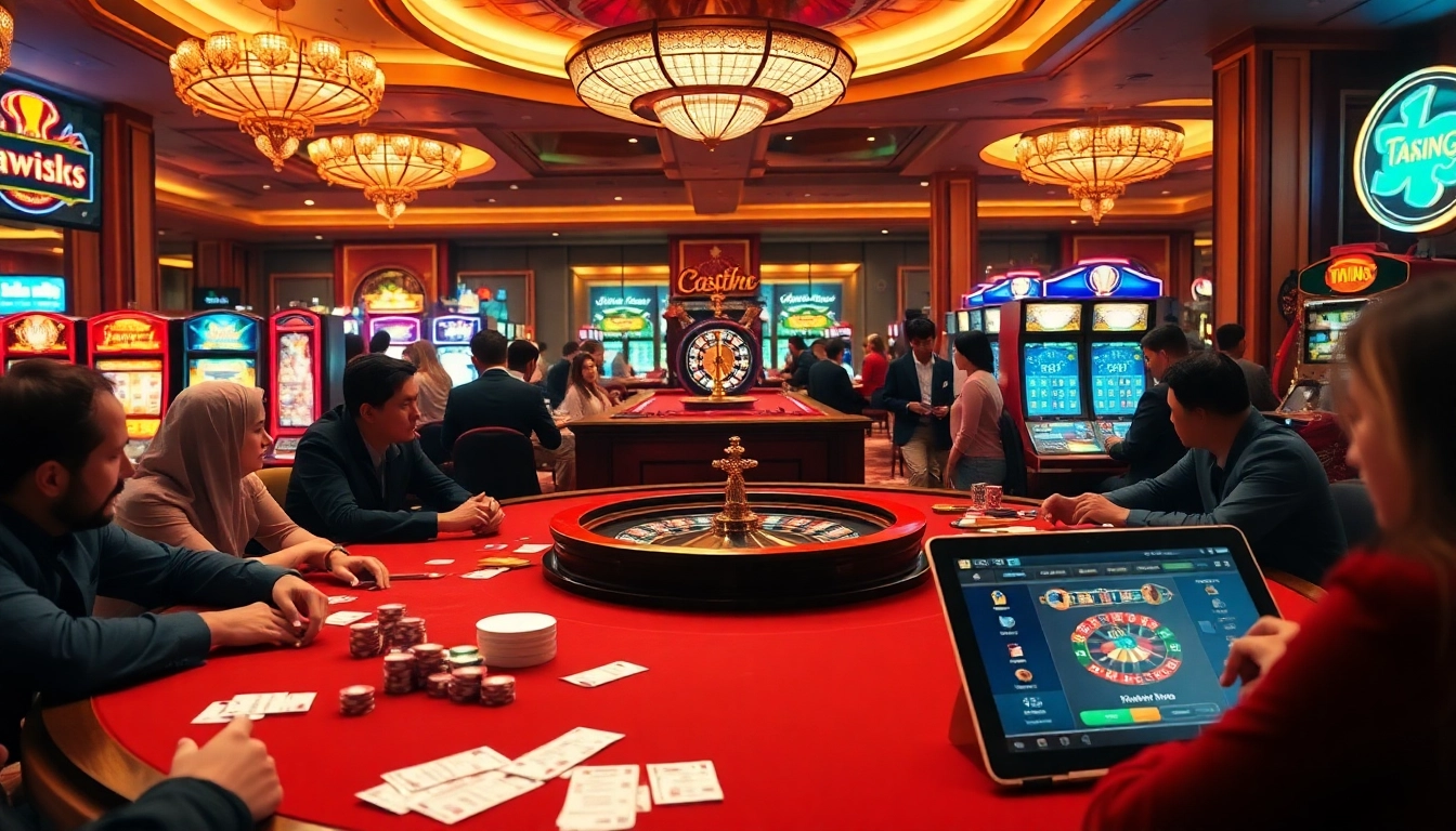Immersive casino experience with exciting gaming action at https://sc88seo.com/ showcasing poker, roulette, and vibrant slot machines.