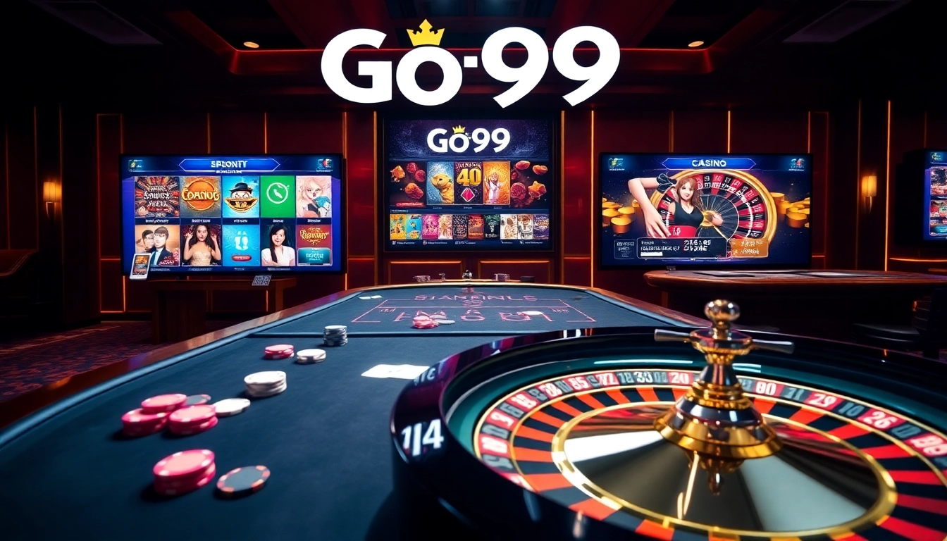 Experience thrilling gameplay with Go99 in a luxurious online casino setting.