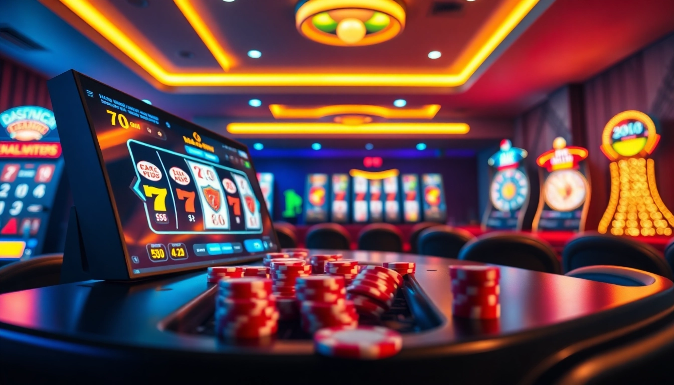 Jouer à des jeux de casino en ligne dans une ambiance accueillante avec des jetons de jeu.