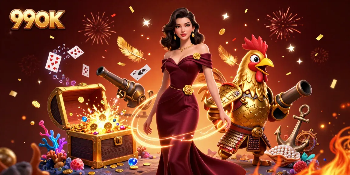 Experience epic gaming adventures with 99OK featuring vibrant characters, dynamic treasures, and casino elements.