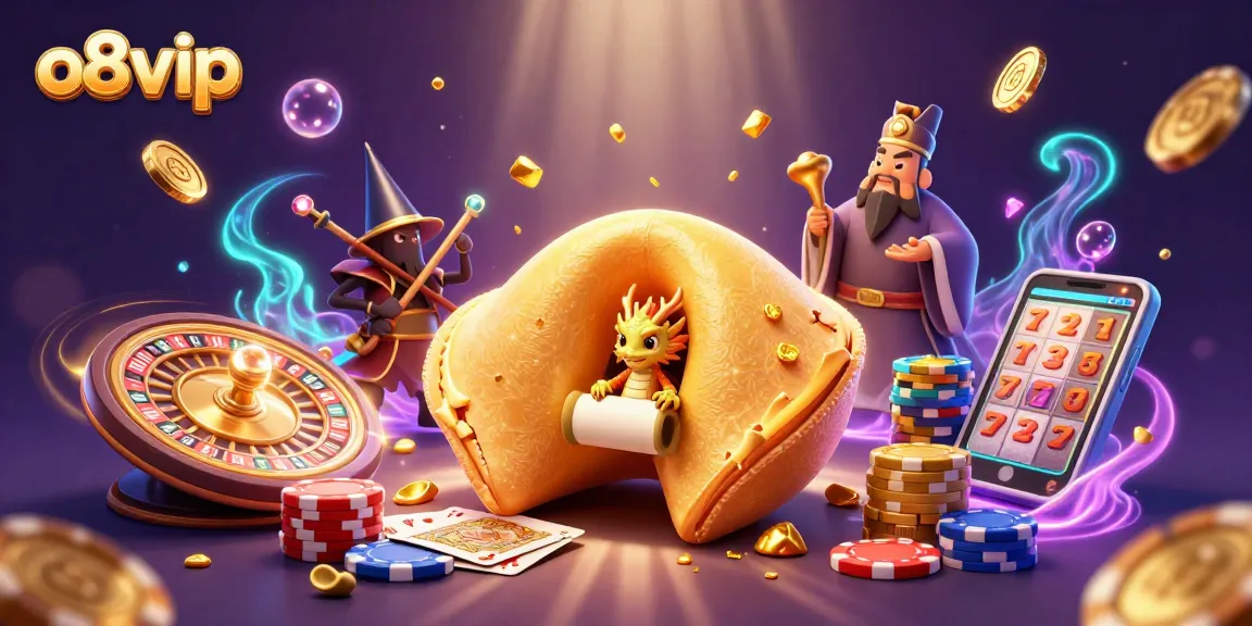 Spin to win in o8vip's fantasy casino with a golden fortune cookie and dragon luck