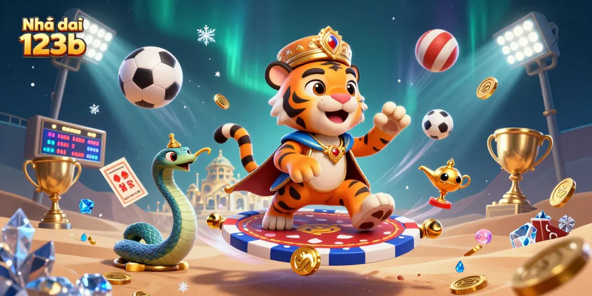 Experience the thrill of Nhà cái 123b with 3D casino elements and vibrant characters set in an engaging scene.