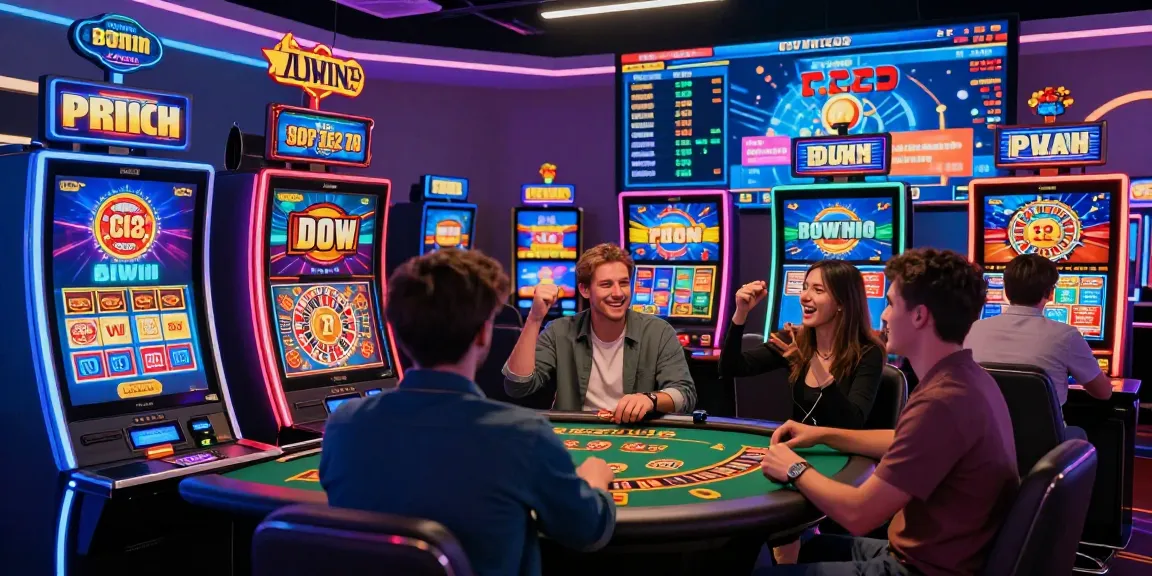Scène de casino en ligne captivante montrant des joueurs engagés dans des jeux virtuels, intégrant l'expérience de jeu sur une plateforme dynamique.