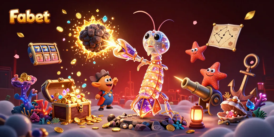 Fabet captures the excitement of winnings with a galactic samurai shrimp and underwater treasure in action.