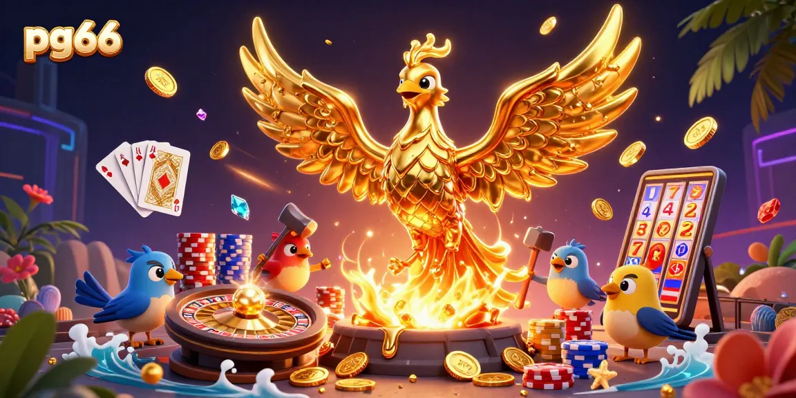 Experience thrilling gameplay at pg66 with a stunning molten phoenix and golden casino elements.