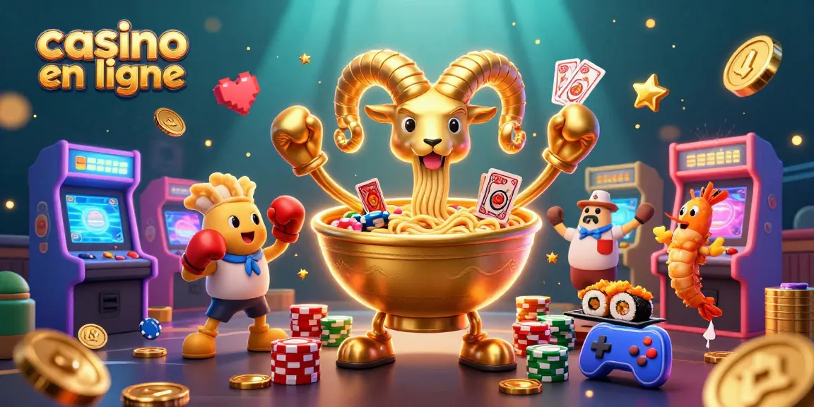 Découvrez des jeux captivants au casino en ligne avec un bol de ramen géant et ses personnages colorés.