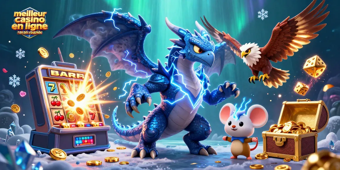Gagnez rapidement au meilleur casino en ligne retrait rapide avec une illustration dynamique de dragons et machines à sous.