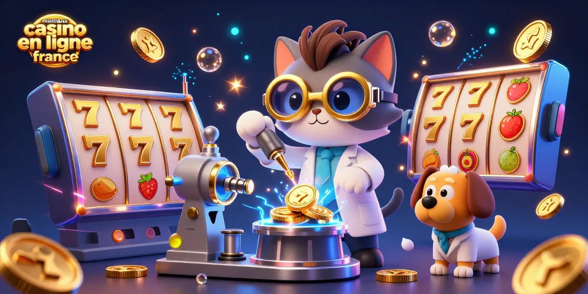 Découvrez l'univers du meilleur casino en ligne France à travers une illustration captivante avec des jeux de machines à sous animés.