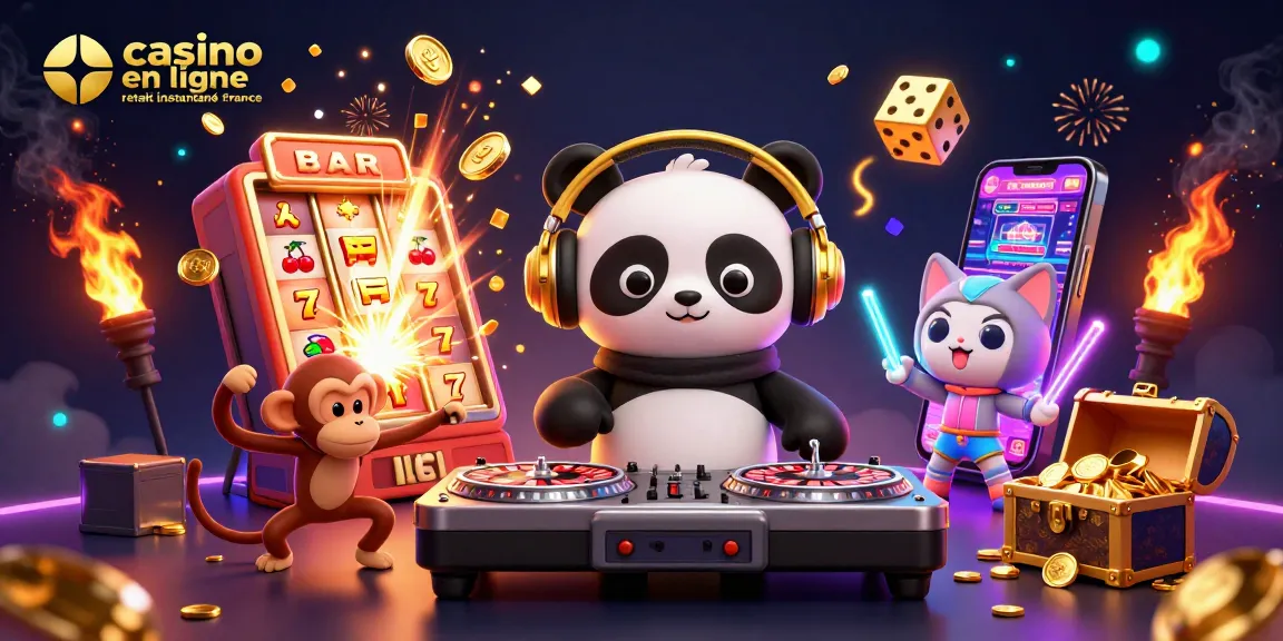 Profitez de l'excitation des casinos en ligne retrait instantané France, avec un panda DJ et des animations dynamiques.