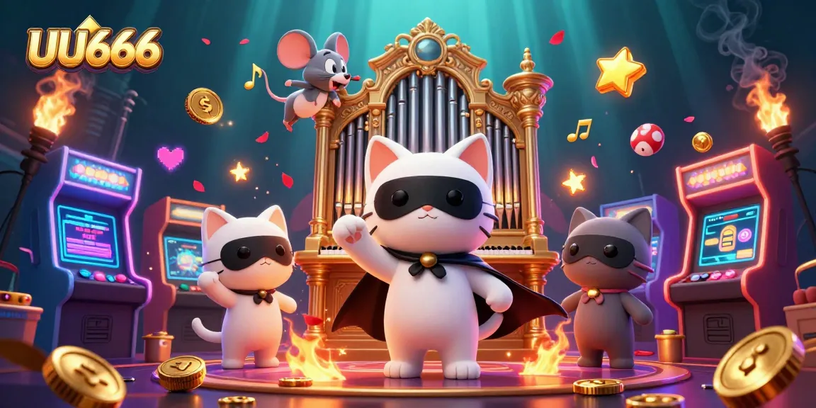 UU666 showcases a vibrant casino scene with whimsical characters celebrating thrilling gameplay.
