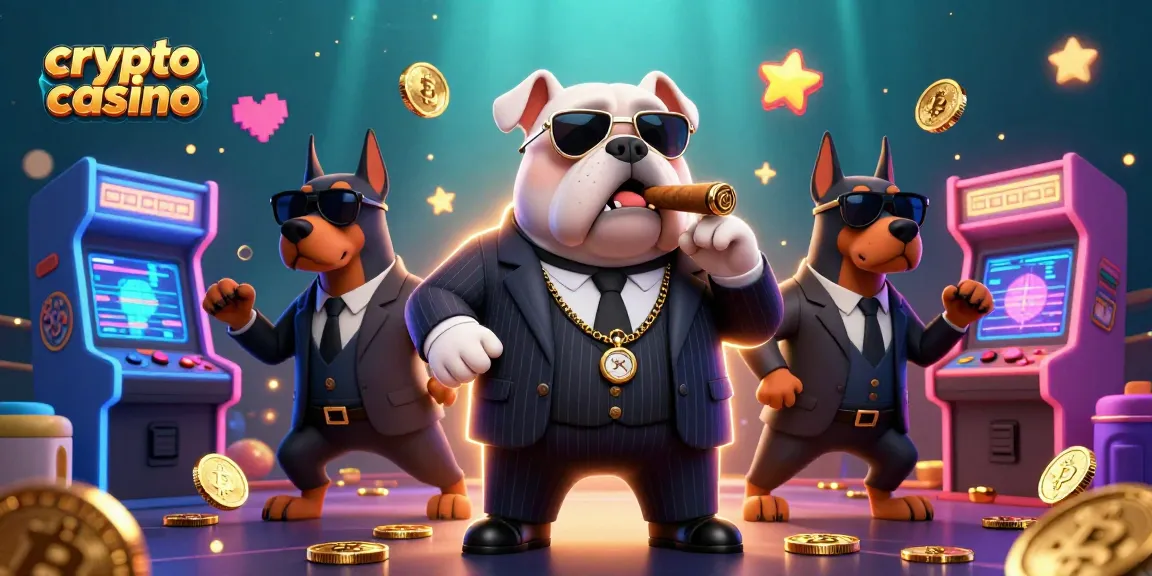 Profitez d'une expérience de jeu sur un crypto casino avec un bouledogue mafieux et ses gardes du corps.