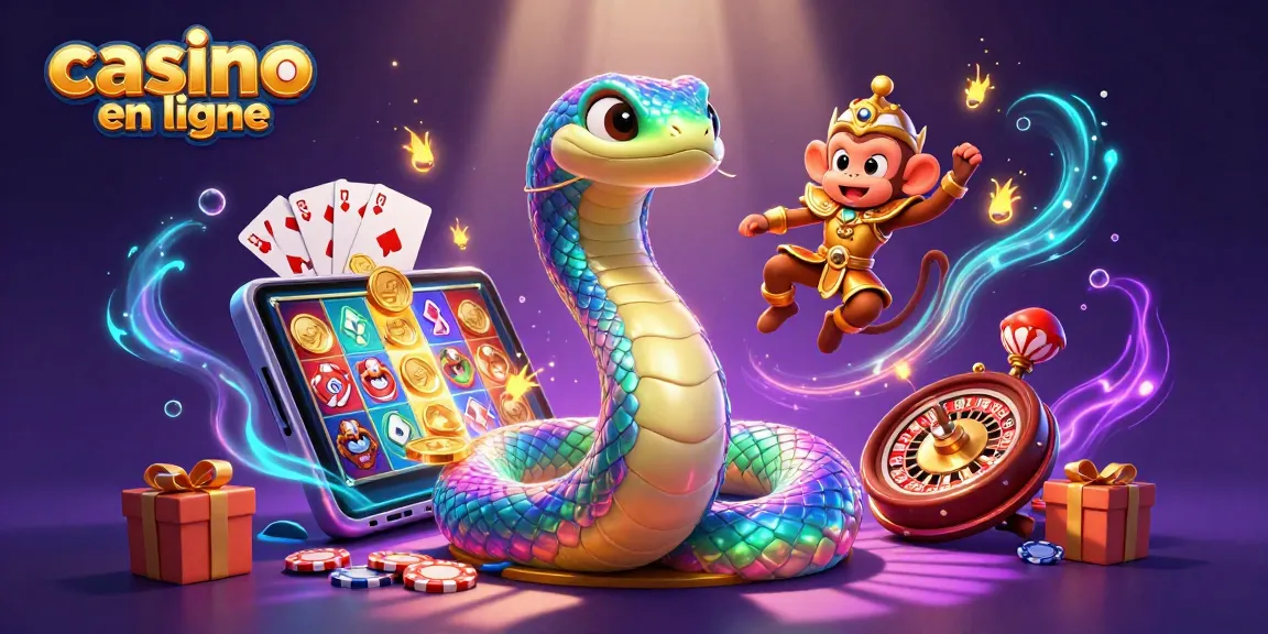 Jouer à des jeux de casino en ligne avec un serpent arc-en-ciel magique et un roi singe