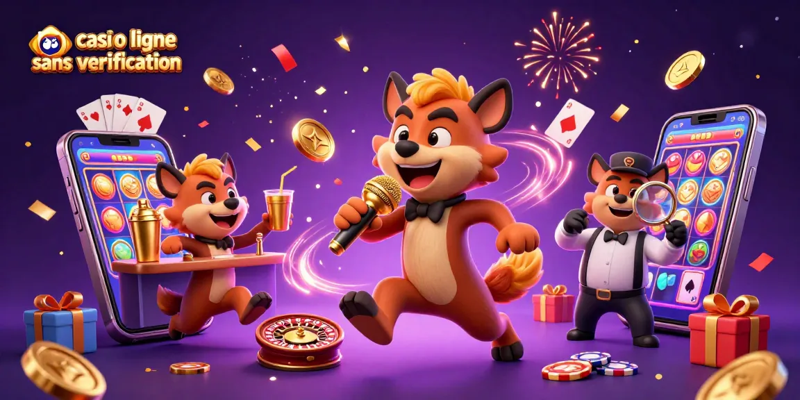 Vivez l'excitation d'un casino en ligne sans vérification avec des hyènes animées jouant et célébrant.