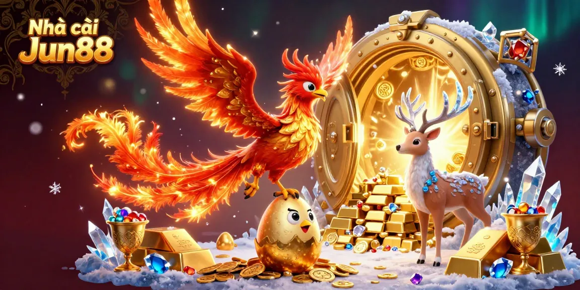 Engage with the action at Nhà cái Jun88, where vibrant gaming elements collide in a dynamic 3D illustration.