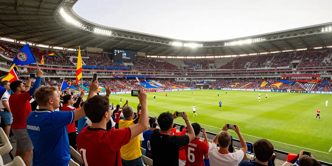Supporters du championnat de Belgique célébrant un match de football dans un stade animé
