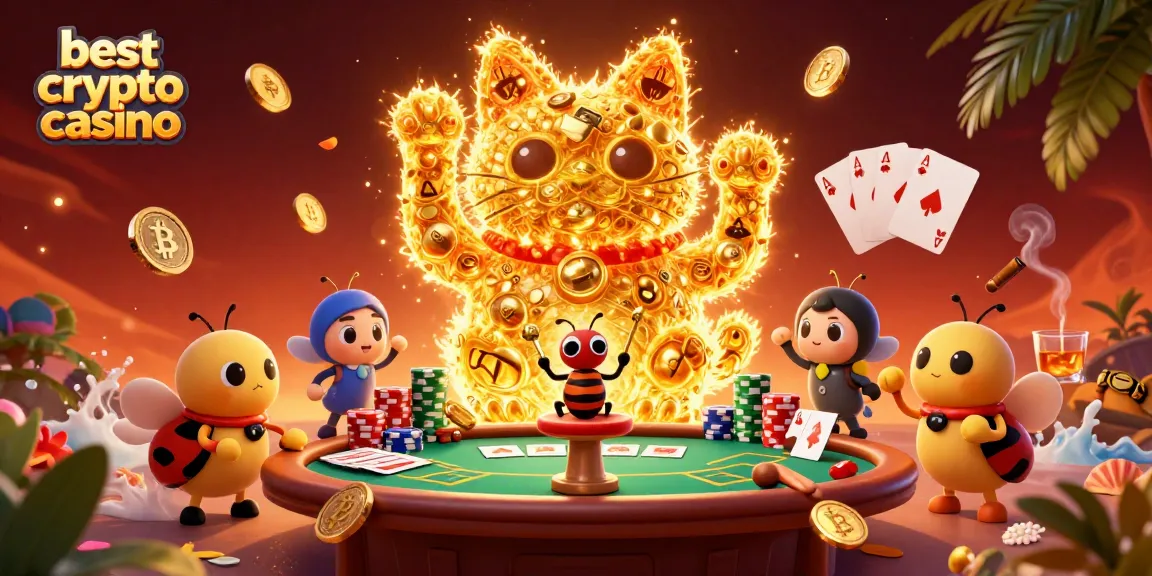 Jouez au meilleur casino crypto, découvrez des jeux captivants avec un chat porte-bonheur animé.